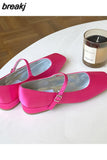 New Arrival Candy Color Style Sweet Buckle Mary Janes Shoes Women'S Shallow Mouth Casual Student Shoes Low Heels