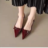 Breakj Fashion High-Size High-Heeled Sandals 2025 Spring And Summer New Retro Baotou After The Empty Sandals Korean Version Of Pure Color Single