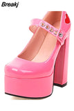 Dropship 2023 Spring Summer Platform Woman Mary Janes Shoes Pumps Elegant Office Lady Woman Shoes Pumps Big Size