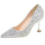 Gold Silver Sequins Women Pumps 2023 Luxury Crystal High Heel Party Wedding Shoes Woman Elegant Pointed Toe Pumps