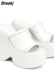 Dropship Brand New 2023 Summer Chunky Platform Wedges Women Slipper Mules Shoes Comfy Fashion Woman Shoes