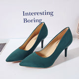 Breakj Spring New Large-Size High-Heeled Single-Shoe Rubber Sheel Fine Heel Light-Mouthed Women's Velvet High-Heeled
