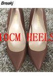 Heel Height Women Shoes Brown Color Women High Heels 2023 Fashion Pumps Office Lady Pointed Toe