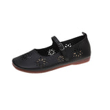 Breakj And South Korea Hollow Flat Bottom One-Word Buckle Shallow Single-Shoe Women Soft Bottom Carvings Breathable Lazy People Happy