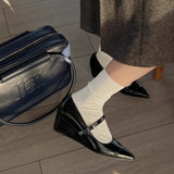 Silver Slope With Shallow Mouth With Single Shoes 2025 Spring And Summer New High Heel Patent Leather Mary Jane Women