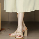 Toe High Heels Women Coarse Heel 2025 Summer New Roman Lazy Shoes Wearing A Foot Pedal Outside The Cool Slippers