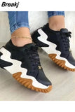 Platform Casual Sport Shoes Women's Plus Size 43 Lace Up Chunky Sneakers Wedge Non Slip Woman Vulcanize Shoes Zapatos