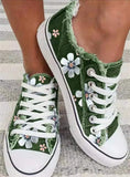 Woman Canvas Shoes Elegance Floral Print Women Vulcanize Shoes Fashion Lace Up Flat Sneakers zapatos de mujer