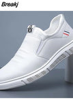 Business Men's Casual Leather Shoes Breathable Platform Shoes for Men Summer Lace-up Loafers Male Sneakers Tenis