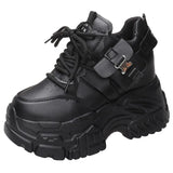 2024 Spring Women Chunky Sneakers Lace Up Increase Height Shoes Woman Harajuku Style Pocket Platform Trainers