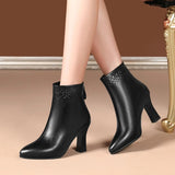 Winter New Fashion Pointed Back Zipper Naked Boots for Women's Versatile Comfortable Solid Color Fashion Boots for
