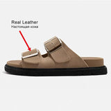 Size 35-40 Women Real Leather Slippers Summer 2023 Platform Shoes For Women Fashion Buckle Heels Sandals