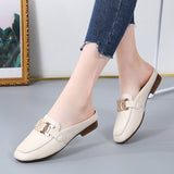 Breakj Metal Buckle Half Slippers Women's Spring New Lazy Women's Shoes Wearing Slippers Net Red Cold Drag Ins Trendy