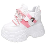 2024 Spring Women Chunky Sneakers Lace Up Increase Height Shoes Woman Harajuku Style Pocket Platform Trainers