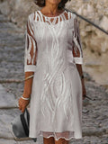 2022 New Fashion O Neck Solid Loose Pullover Dress Spring Summer Half Sleeve Casual Dress Sexy Lace Party Dress Women
