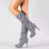 Breakj Autumn And Winter Large-Size And High-Hee Women's Boots Long-Sleeve Women's Boots Wish Waterproof Platform Elastic