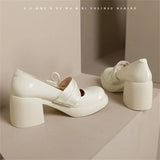Women 2024 Spring And Autumn New British Wind Mary Jane Women's Shoes Bow Thick With Gentle Shallow Single Shoes