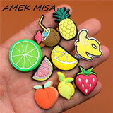 PVC Fruits Shoe Buckle Accessories Cute Pineapple Peach Banana Shoe Decoration Jibz for Croc Charms Bracelets Kids