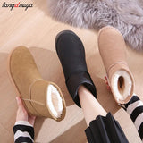 Women's Shoes Australian Boots Winter Footwear Round Toe Flat Heel Boots-Women Fashion Snow Low 2023 Ladies Ankle