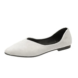 Breakj Version Of Large-Size Tip Flat Bottom Shallow Single Shoes Women's New Four-Season Velvet Flats Work