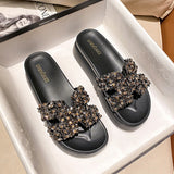 Shoes Thicken Soled Slippers Woman Paillette Sandals Platform Muffins Slides High Heels Sandales Femmes Luxury