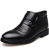 Genuine Leather Shoes Men Winter Boots Warm Plush for Cold Winter Mens Ankle Boots Cow Leather Male Footwear Black