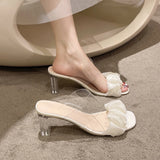 Breakj New Korean Version Of The Fairy Wind Transparent And Thick With A Word Of Head Folded Cold Slippers Xia Gao And Slippers