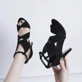 Summer New Color-blocking Buckle Large Fish Mouth Open Toe Sandals Female Sexy Fashion Comfortable High Heels