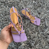 Sandals Summer High Heels Sandal Shoes Fashion Brand Strap Flip Flops Sexy Thin High Heel Pumps Square Toe Shoes