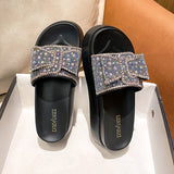 Shoes Thicken Soled Slippers Woman Paillette Sandals Platform Muffins Slides High Heels Sandales Femmes Luxury