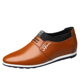 Classic Casual Men's Leather Shoes Height Increasing Shoes Sports for Men Summer Business Pointed Shoes Soild Loafers