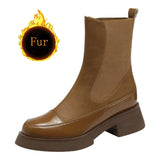 2021 Luxury Chelsea Boots Women Ankle Boots Chunky Winter Shoes Platform Ankle Boots Slip On Chunky Heel Boot NEW Ladies