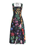 Vacation Style Sleeveless Sling Dress 2025 Summer New Design Printing Tie To Collect Waist Display Thin Dress