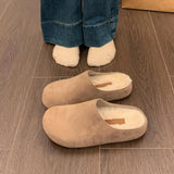 Base Plus Velvet Hairy Shoes Women 2025 Autumn And Winter New Simple Flat Floor Frosted Leather Wear Warm Birken