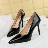 Breakj Banquet High Heels Fine Heel Ultra High Heel Waterproof Platform Shallow Mouth Pointed Head Single Shoes Women's Shoes High