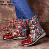 Boots Woman Shoes Western Cowboy Style Europe and Handsome Retro Small Ladies Floral Boots Winter Boots