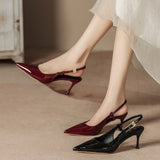 Breakj Women 2025 New Metal Fine Heel Tip One By One With The Royal Sister Sexy Red Leather Head