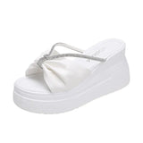 A Wedge Slippers Women Summer Glitter Slides Platform High-Heeled Shoes Lady Pantofle Soft Jelly 2024 Crystal Rubber