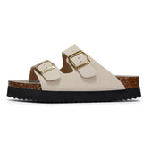 New Summer Women Beach Outside Platform Cork Slippers Med Heel Casual Non-slip Outdoor Sandals