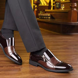 Shoes Factory 7529 Embroidered Leather Shoes Men's Business Leather Shoes Pointed Kit Zip Men's