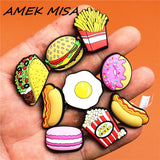 Cute Food Donuts Popcorn Omelette Shoes Decoration Accessories Original Jibz for Croc Charms for Shoes Bracelets Kids