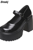 Fashion White Platform Pumps for Women Super High Heels Buckle Strap Shoes Woman Goth Thick Heeled Party Shoes