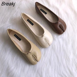 Spring Autumn Women Leather Comfy Flats Soft Bottom Shoes Soild Shallow Toe Split Causal Loafers Ladies Shoes