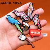 Novelty PVC Animals Pink Parrot and Sparrow Shoe Accessories Decorations Jibz for Croc Charms Shoes fit Bracelet Kids