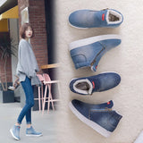Boots Women Denim Snow Boots Platform Warm Fleeces High Top Ankle Boots For Women Flat Casual Shoes zapatos de