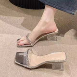 Breakj Transparent Large-Size Thick-Heeled Sandals Women 2025 Summer New Fairy Wind High Heel Slippers Temperament Water Women's
