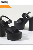 Heels Sandals For Women 2023 Summer Buckle Strap Thick Heels Sandals Simply Casual Comfort Walking Green Heels