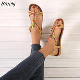 Women Wedge Sandals Summer 2023 New Bohemia Casual High Heels Sandals Fashion Female Peep Toe Rhinestones Outdoor Beach