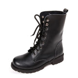 New Winter Women Buckle Motorcycle Boots British Style Gothic Punk Low Heel Black Botas Mujer Shoe Plus