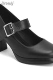 Heels Mary Jeans Pumps 2023 Summer Fashion Ankle Buckle round Toe Women Pumps Elegant Comfy Walking Pumps Plus Size